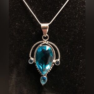 Blue Topaz Stamped 925 Sterling Silver Necklace